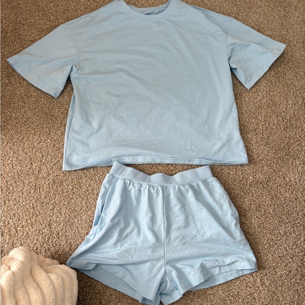 Light Blue T-Shirt and Shorts Set